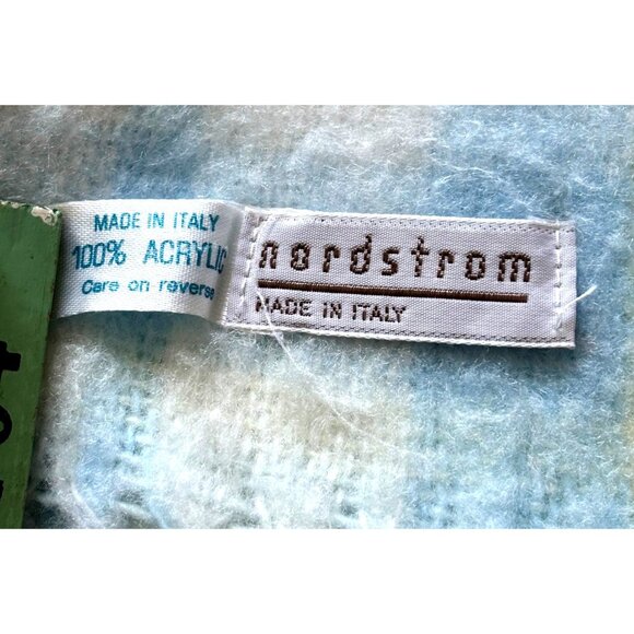 Vtg Baby Blanket Pastels Nordstrom Arylic Plaid Italy‎ - Picture 4 of 5